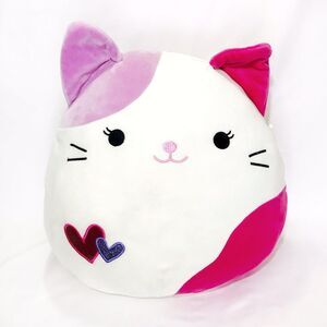 Squishmallow Tiffany Pink Purple Calico Cat Kitten 12" Hearts Valentines Plush